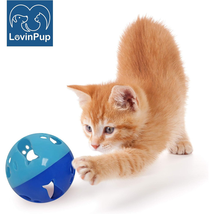 Іграшка для котів LOVINPUP, набір з 3 м'ячиків з дзвіночком, великі кульки для котів і кошенят, синій колір