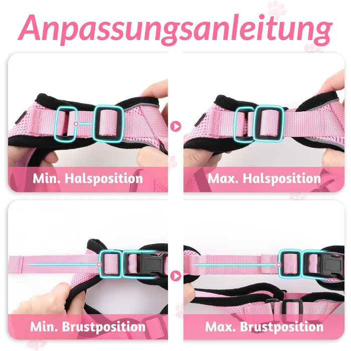 Шлейка для кота Rabbitgoo з повідком, м'яка шлейка для кота, шлейка-жилет для кота, безпечна та регульована, рожева, XS (1 шт.)