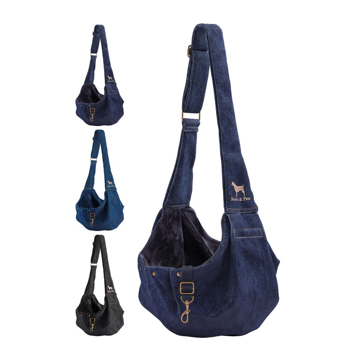 Трансформер для собак Noah & Paw до 5 кг: сумка-переноска з регульованим ремінцем та м'яким хутром, подвійний захист, преміум денім