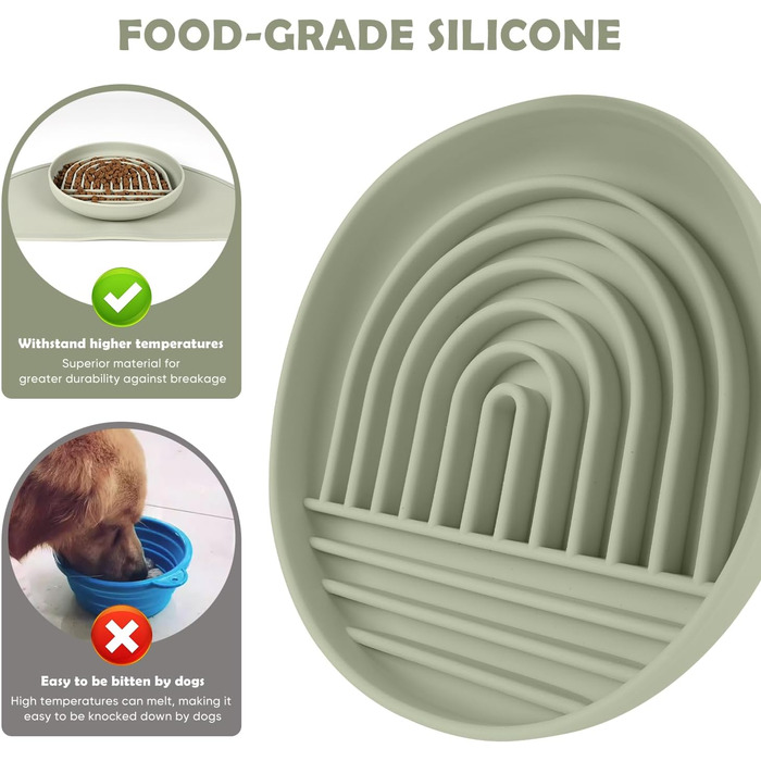 Силіконова миска для собак Slow Food, анти-нудотна миска, нековзна миска, силіконова миска для тварин (зелена)