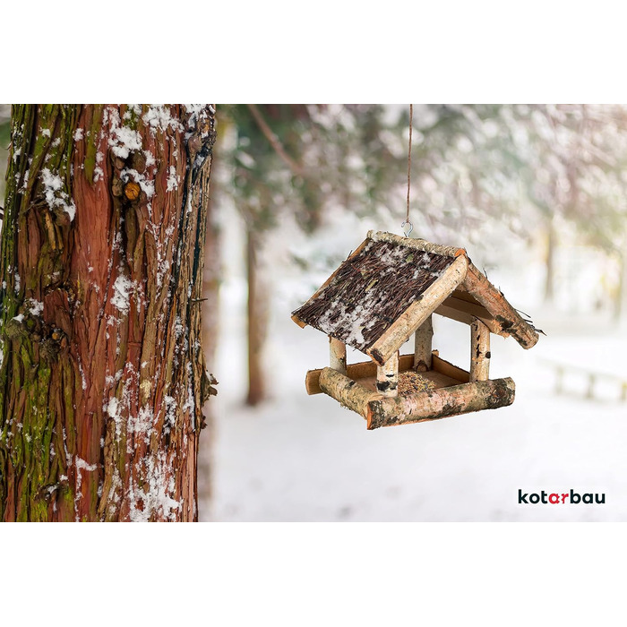 Коттарбау® годівниця для птахів з натурального дерева, балконна годівниця для птахів, годівниця для диких птахів