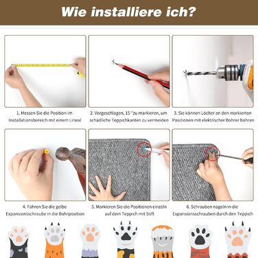 Килимок для дряпання котів FHTONGE 71x15.8 см з сизалю для кріплення на стіну, сірий