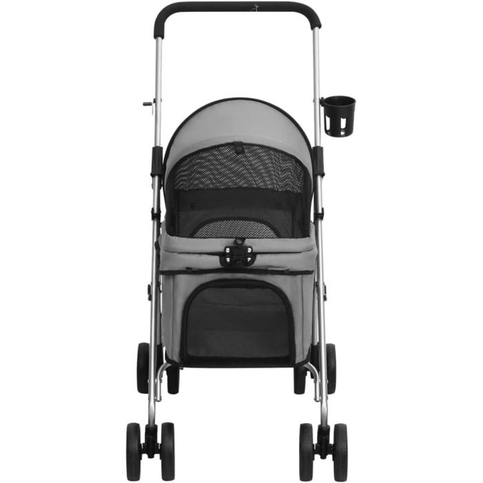 Складаний візок для собак vidaXL 76x50x100 см, сірий, оксфордська тканина, собачий візок-трансформер