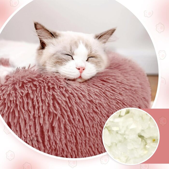 М'яке ліжко для собак та котів, корзина для собак, миється, подушка для собак 70 см, кругла корзинка для собак з плюшу, ліжко для собак та котів, для маленьких, середніх та великих собак, (Д 50 x Ш 50 x В 20 см, Рожевий)