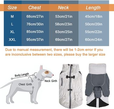 Водонепроникна куртка для собак, костюм від снігу, теплий плащовий жилет з нагрудником для середніх та великих собак (Сірий, L)
