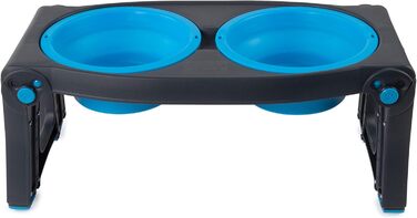 Dexas Popware регульована подвійна миска для домашніх тварин, синя