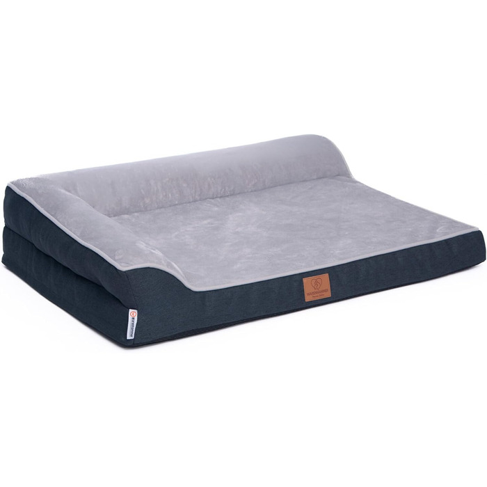 Ортопедичне лежанка для собак преміум-класу з піною з ефектом пам'яті, міцна петля, водонепроникний внутрішній чохол, м'яка, знімний та пральний чохол, 106 x 81 x 17 см, світло-сірий (M)