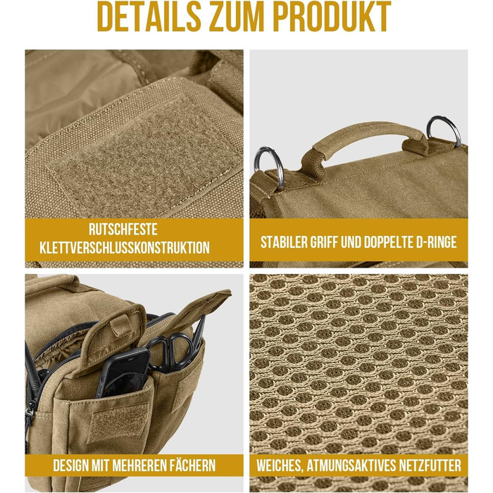 Шлейка для собак OneTigris з рюкзаком, Hoppy Camper 3.0, для кемпінгу та піших прогулянок, для середніх/великих собак, рюкзак на спину з 2 основними та 4 додатковими кишенями - Зелений (M, Коричневий)