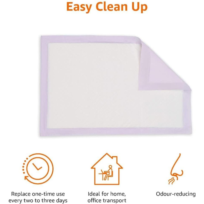 Одноразові пелюшки для котів Amazon Basics 40 шт. з швидковисихаючою поверхнею, фіолетові, без запаху