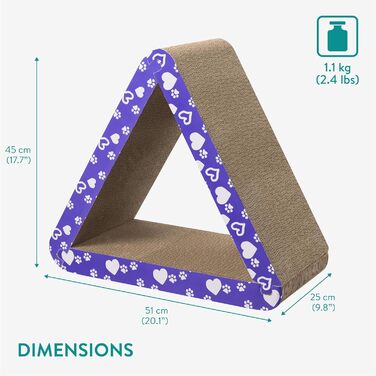 Котячий когтетоп Navaris 3-в-1 - іграшка для котів, когтетоп з картону, хвилястий когтетоп, проста збірка, багатофункціональний, плоский 49 см