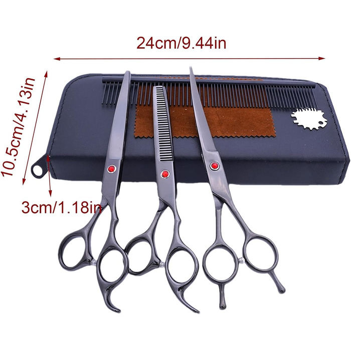 Набір професійних ножиць для собак: 7 шт. з нержавіючої сталі | Ножиці для грумінгу тварин | Набір для догляду за собаками
