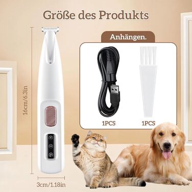 Тример для собак 3-в-1 електричний, вологостійкий з LED-підсвічуванням, тихий, для грумінгу лап, очей, вух, обличчя та тіла