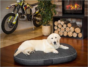 Матрац для собак овальної форми, 87x68x15 см, чорний - водонепроникний, кухонний, для собак маленьких, середніх та великих порід.