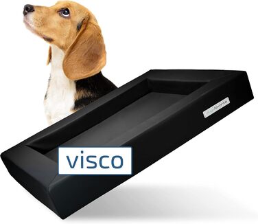 Ліжко для собак з віскоеластичним матрацом - зручне собаче ліжко, диван для собак преміум-якості - захищає суглоби - міцна собача лежанка, розмір M 90 x 70 см - чорний колір