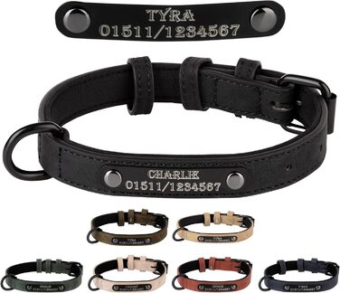 Шкіряний нашийник для собак та котів Jack O Be (XXL, чорний) з можливістю персоналізації