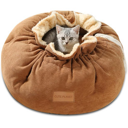 Кругле ліжко для котів та собак Galatée, м'яке та затишне, з антиковзною основою (M, коричневе)