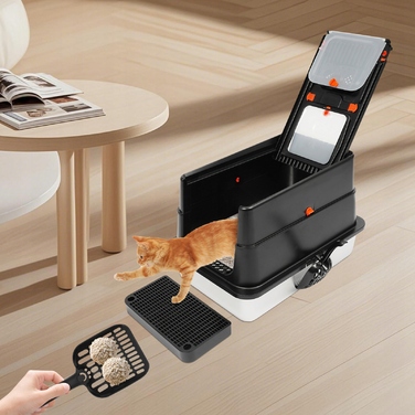 Відкритий лоток-куветра для котів із нержавіючої сталі, чорний