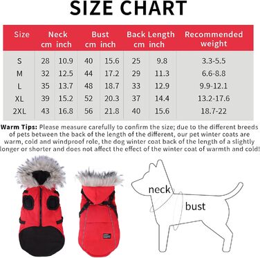 Тепла зимова жилетка для собак з начосом, світловідбиваючими смугами, червона (M)