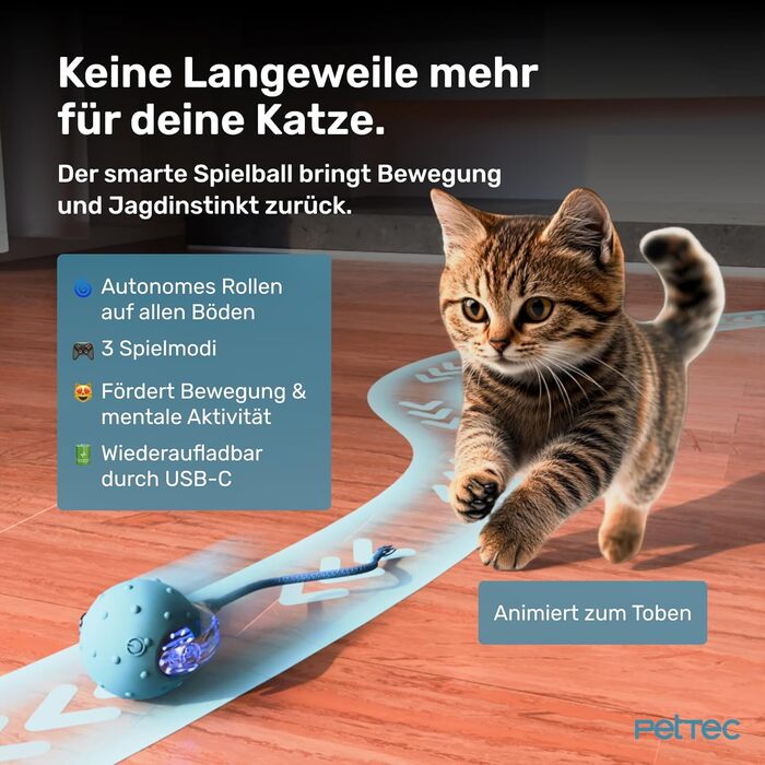 Автоматична іграшка для котів PetTec® з лазерним вказівником та м'ячиком (2 шт.) - інтерактивна іграшка для котів, 24/7 зайнятість