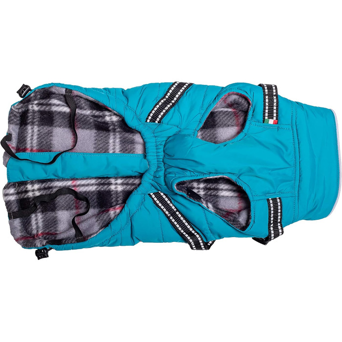 Зимова куртка CHIARA для собак, модель MAX, розмір M, матеріал: 100% поліестер, з флісовою підкладкою, зручна у надяганні, регульована довжина, можна прати в пральній машині, колір: бірюзовий