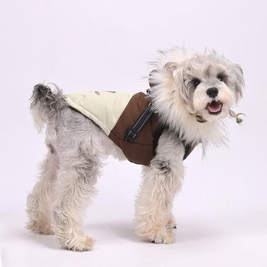 Водонепроникний жилет для собак з капюшоном, теплий жилет з шлейкою для собак, теплий та м'який, коричневий, S-3XL