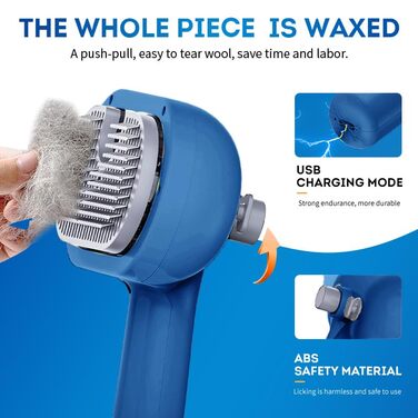 Щітка для котів Sylswx з парою, 3 в 1, для довгої та короткої шерсті, також для собак, проти статичної електрики та ковтунів, біла (блакитна)