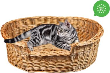 Плетене ліжко для собак та котів з ротангу, 43x28x10/14 см, розмір 75x54x21 см (без подушки)
