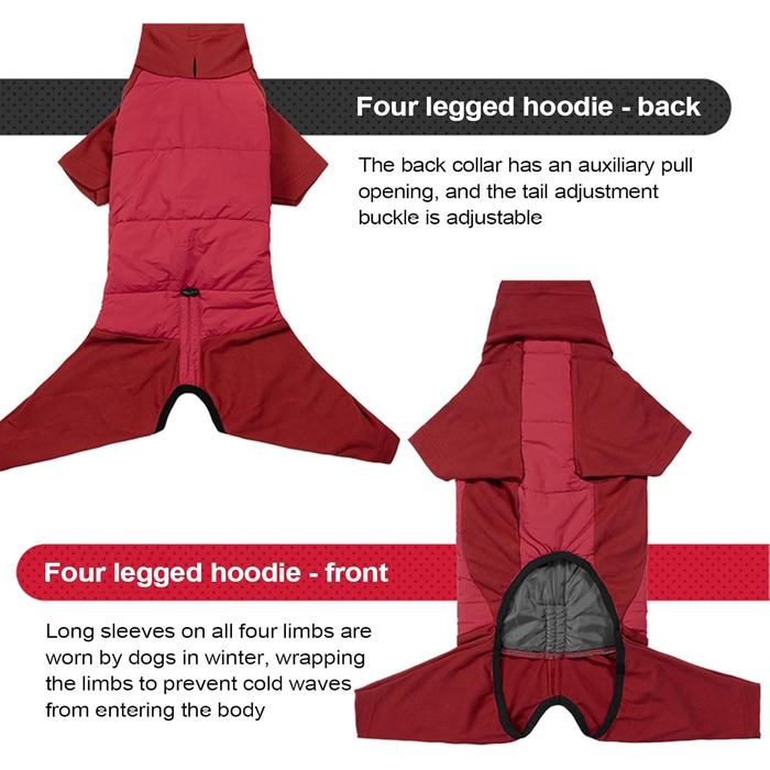 Водонепроникний зимовий одяг для собак: теплий манжет, одяг для цуценят, прогулянки, походи, кемпінг, червоний XL