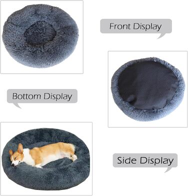 Кругле лежанка-гніздечко для собак та котів, 80 см, сірий колір, плюшевий, миючий, для дрібних та середніх порід