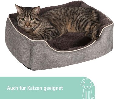 Ліжко для домашніх тварин Kerbl Samuel, 50x40x15 см, сірий/темно-сірий, поліестер, знімний поворотний подушок, придатне для прання при 30°C