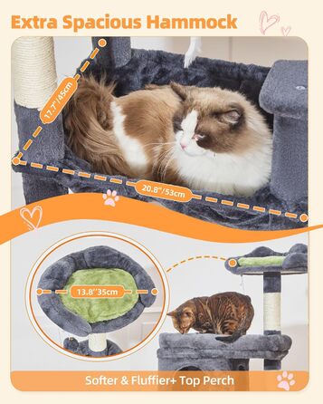 Драбина для котів Taoqimiao MS032G XXL - велика, для дорослих, з металевою гамаком, сірий