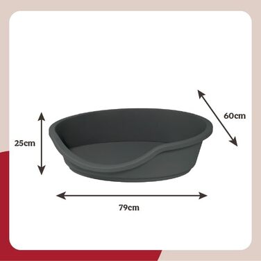 Ляжка для домашніх тварин Rosewood Eco Line з переробленого пластику, графітово-сірий колір, Medium (приблизно 80 см) | Міцна, пральна лежанка для собак