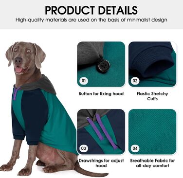 Теплий капюшон для великих собак AOFITEE, рожевий, розмір L. Ідеально для Boston Terrier та Mops. Базовий капюшон для осені та зими.