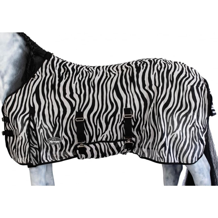 Маренгос - захисна маскувальна попона для коня Zebra, дрібна сітка, з бічною та хвостовою накладкою, від комах, з складкою для руху та подвійною застібкою, для вулиці, 75 см