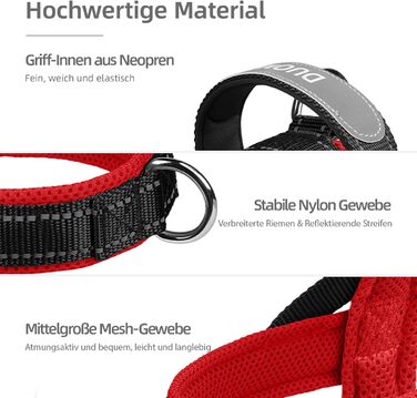 Нашийник для собак середніх та маленьких порід, цуценят, кольоровий, з м'якою підкладкою, з ручкою та кільцем, світловідбиваючий, легкий, чорно-сірий, (M, чорний+червоний)