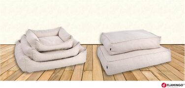 Ортопедичне ліжко для собак Flamingo Baldar – прямокутне, бежеве, 80 см. Комфортне місце для сну з подушкою Baldar, 80x60x18 см