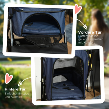 PawHut Pet Buggy Cat Buggy Oxford Blue 76.5x52x95см для маленьких собак і кішок, складний і легкий