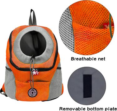 Рюкзак-переноска для собак та котів, до 10 кг, дихаючий, для подорожей та активного відпочинку (Оранжевий)