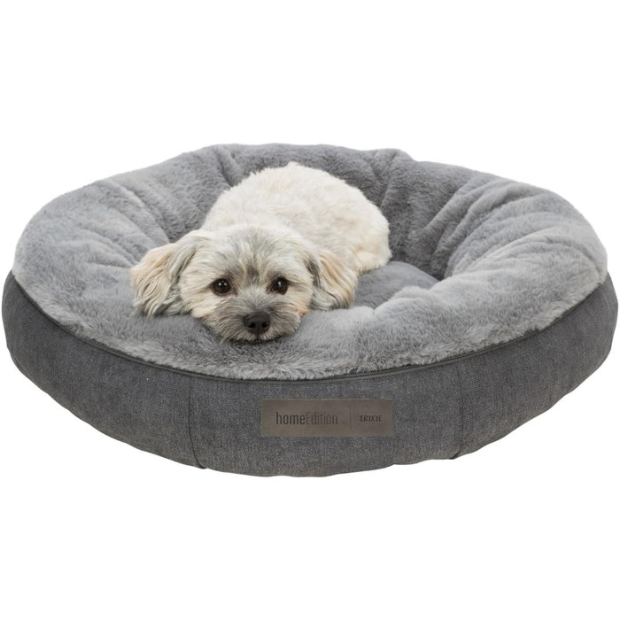 Ліжко для собак TRIXIE Liano, 80x60 см, сіре - м'яке, з наповнювачем з пінополістирольних кульок, для великих собак, з антиковзким покриттям, миється, 37981