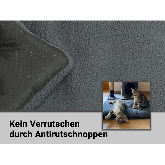 М'яке ліжко для собак та котів Zollner, сіре - 58x36 см, миється до 30°C, антиковзаючі підкладки