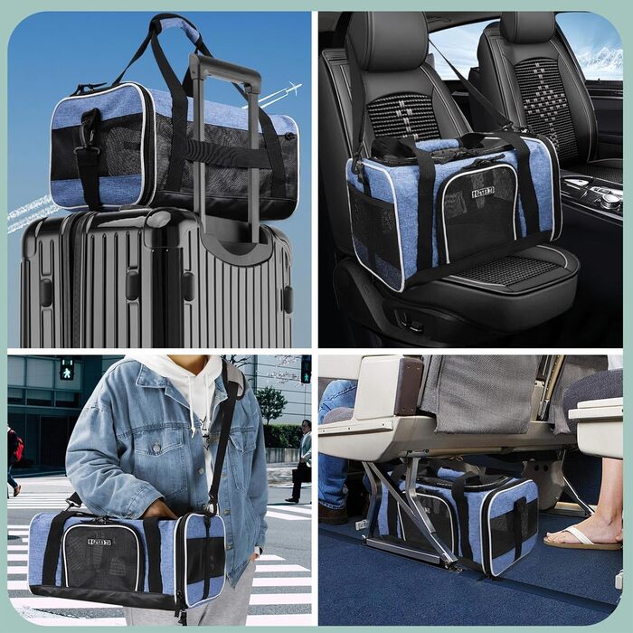 Переноска для домашніх тварин 43x33x24 см, дозволена Southwest Airlines, м'яка сумка для котів і собак до 6,8 кг