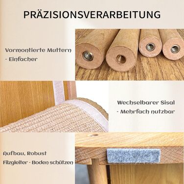 Котячий дряпак CheerPals L-подібний з сизалю - міцна конструкція з бука, 58x37x48 см