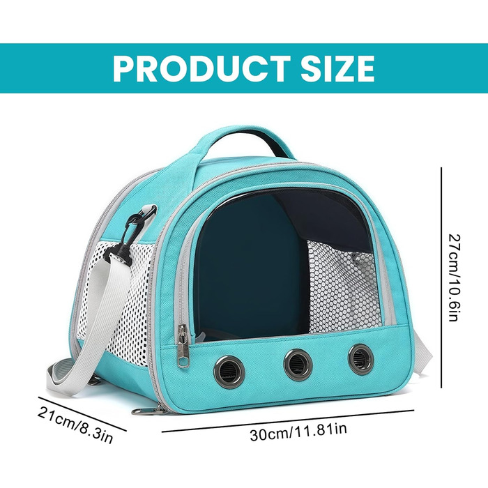 Транспортна сумка для кота та собаки, переноска для тварин 30x27x21 см