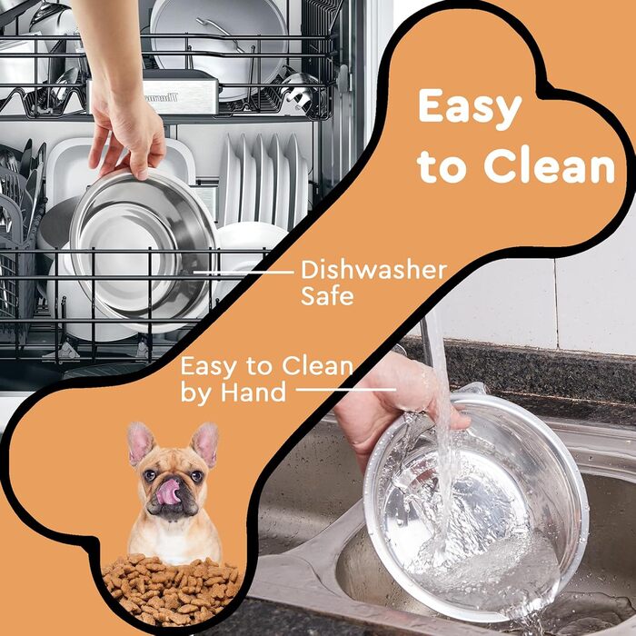 Набір мисок для собак з нержавіючої сталі, 6 шт. Великі, середні та малі миски для корму та води для собак, 900 мл, складані