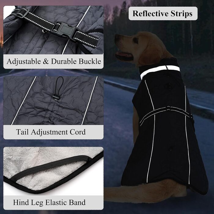 Водонепроникний зимовий теплий куртка для собак з підсумком для повідка. Підходить для малих, середніх та великих собак. Сірий колір.