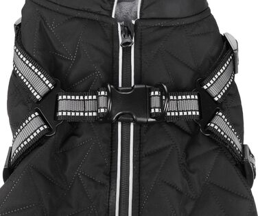 Зимовий одяг для собак - Flamingo Duker Чорний 35см - водонепроникний, світловідбиваючий, з регульованою шлейкою, з флісовою підкладкою