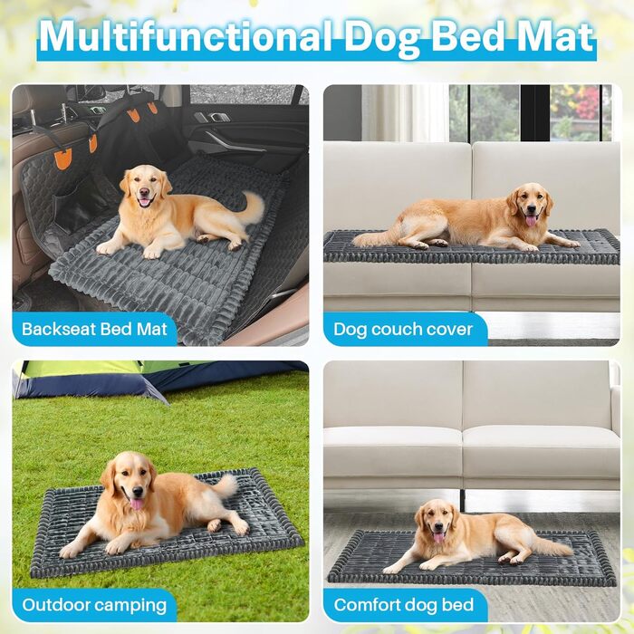 Автомобільний чохол на сидіння для собак, лежанка для авто, сумісний з подовжувачами сидінь, захист сидіння, неслизький, м'який, довговічний, для авто, вантажівок та SUV (Чорний та Білий, 59,9 x 129,5, Чорний та Білий, Темно-сірий, 24,8 x 54)