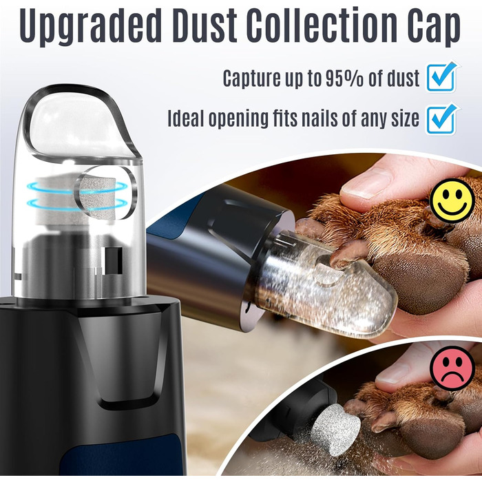 Електричний шліфувальник для собак та котів Casfuy Neue – 6 швидкостей, 2 LED, тиха робота, 7 годин роботи