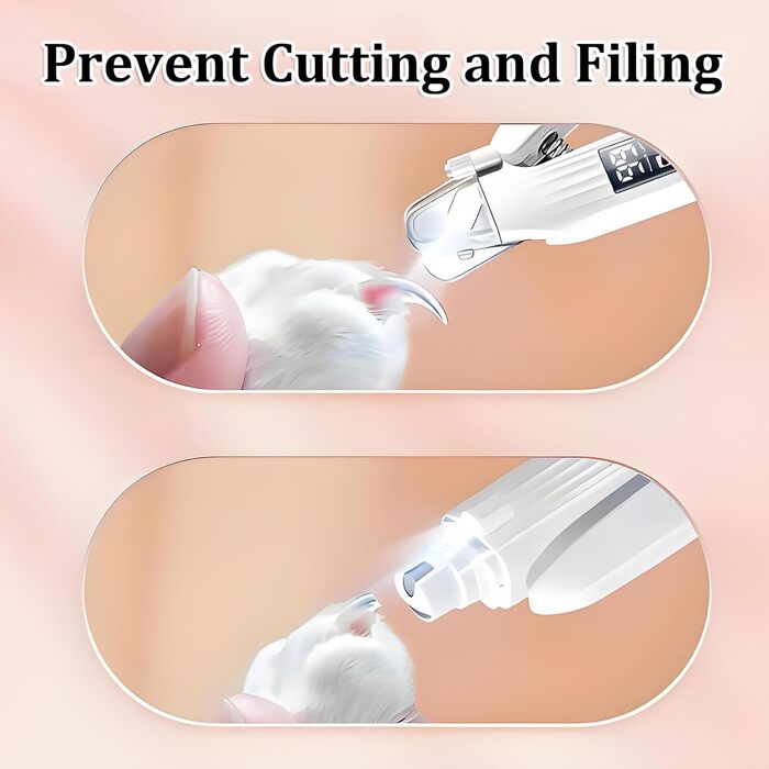 Набір для догляду за кігтями собак Nagelknipser з підсвічуванням 2 в 1 - LED-дисплей, USB-зарядка, алмазний нашийник, безпечний, тихий