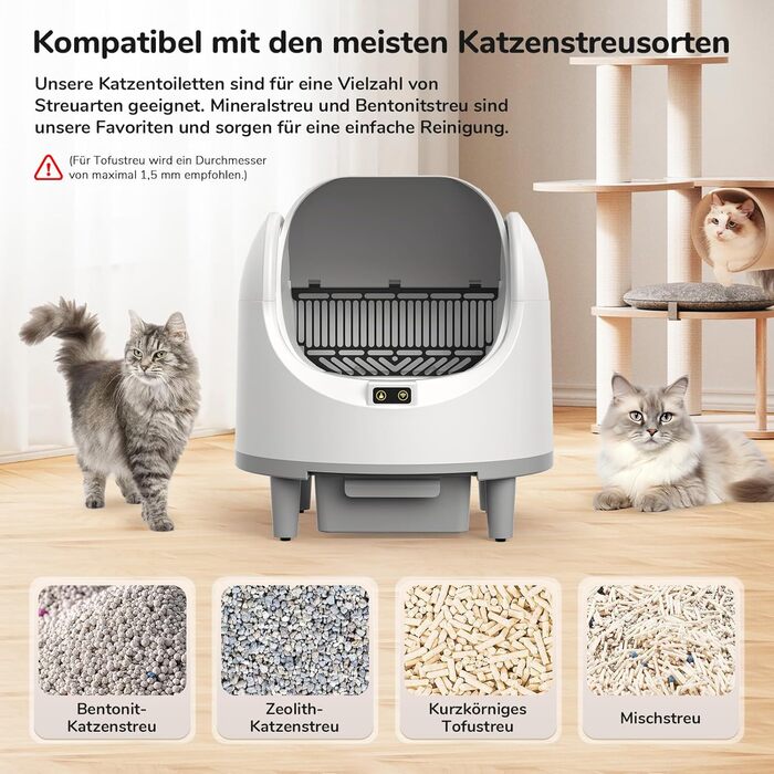 Автоматичний лоток для котів Katzenklo XXL з самоочищенням, відкривається зверху, з керуванням через додаток, датчиком безпеки та усуненням запаху. Великий об'єм для кількох котів
